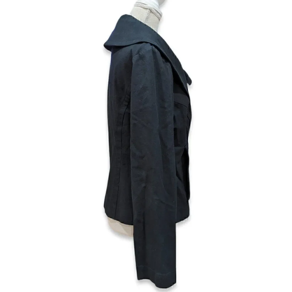 St. John Sport Double Breasted Asymmetric Big Collar Coat Black Jacket Size M